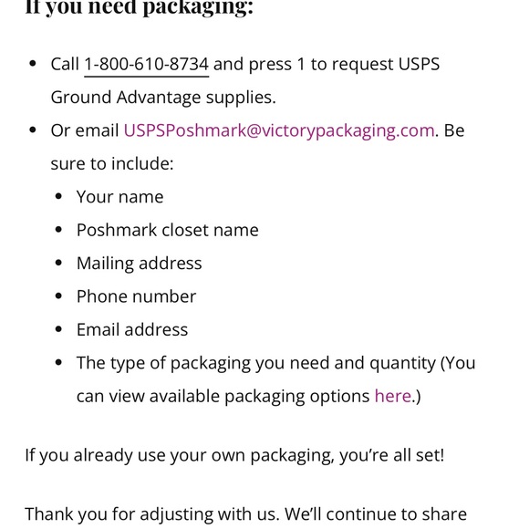 USPS Shipping Information Guide - Picture 1 of 1